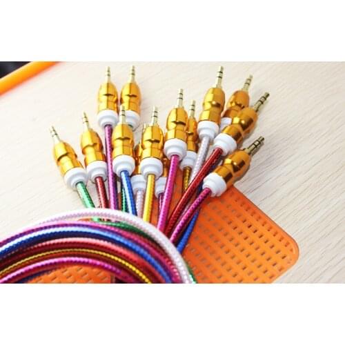 1.5m 3.5mm to 3.5mm Colorful Car Aux audio Cable Extended Audio Headphone Stereo Cable for iphone 4 4s 5G free shipping 50pcs