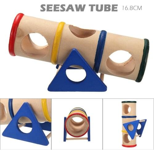 1 PC Hamster Seesaw Lovely Colorful Wooden Hamster Seesaws Tunnel Pet Animal Training House Colorful Toys Pets Products