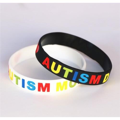 1PC New Design Love Autism DAD and MOM Silicone Wristband Bracelet 2 Colours Available Black White Bangles Family Gifts SH123