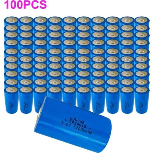 100PCS 3.0V D Size CR34615 Li-MnO2 Batteries 34615 3.0V 12000MAH Non-rechargeable lithium battery Alarms and security devices