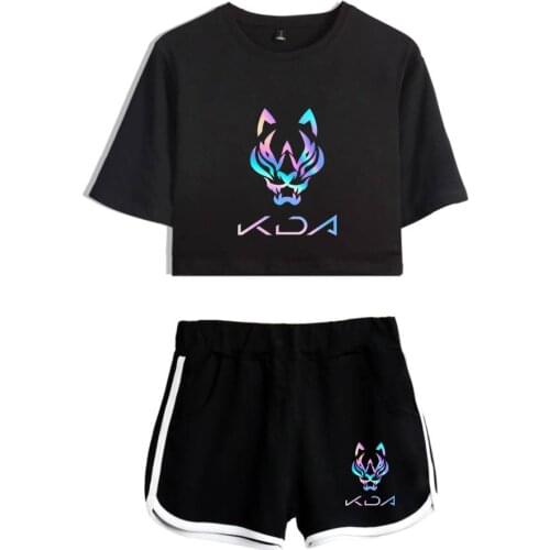 2020 Kda The Baddest Game Two Piece Sets Summer Sexy Women Shorts and Short Sleeve T-shirt Harajuku Casual Women Sets