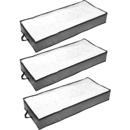 3 Pack Underbed Storage Bags Organizer For Clothing Blankets Comforters Organizer With Clear Windows And Handles