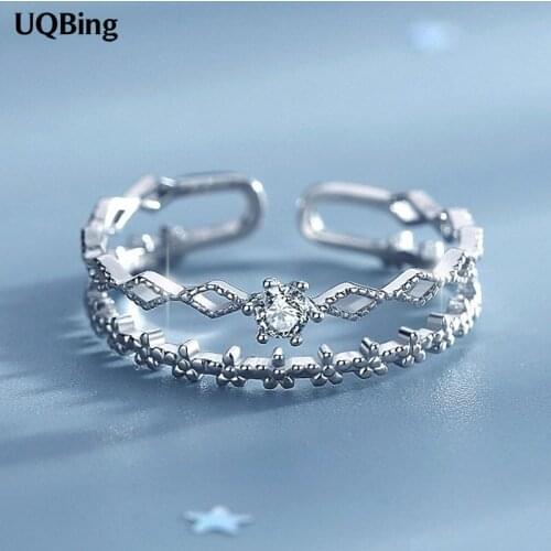 925 Sterling Silver Double Layer CZ Zircon Wedding Rings For Women Party Gifts Jewelry