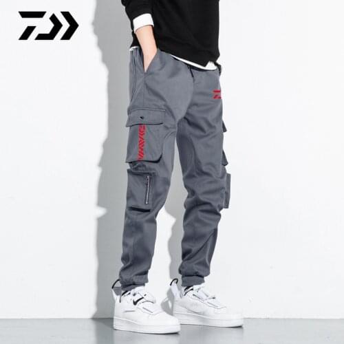 Daiwa Spring Summer Autumn Mens Thin Fishing Pants Outdoor Sport Quick Dry Loose Beam Leg Pants Casual Multi-pocket Overalls