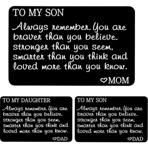 Wallet Cards Gift for Son /daughter From Mom/ Dad Engraved Metal Wallet Insert for Son,Mini Love Note,Son Daughter Birthday Gift