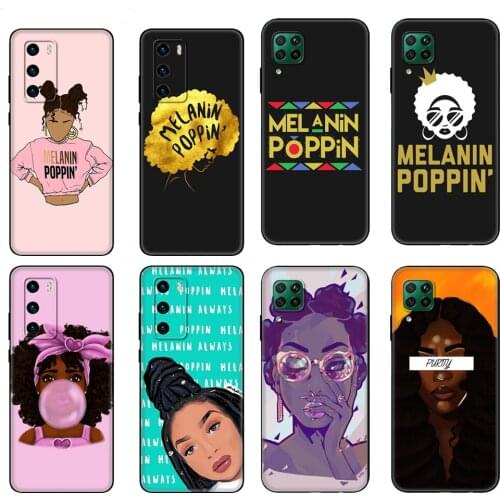 Black tpu Case For Huawei P30 Lite P30 Pro P40 Case For Huawei P40 LITE E P Smart 2020 Case Cover Melanin Poppin