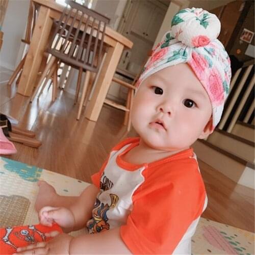 Baby headband Turban hat bullet print fabric Beanie Hat Flower Donut Hats Soft Caps Gifts