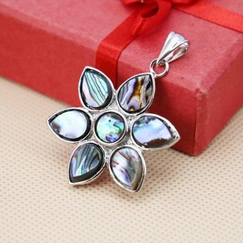 Hot sale 34mm color Abalone seashells Flower shape pendant Women Chic Prevalent making jewelry Wholesale and retail