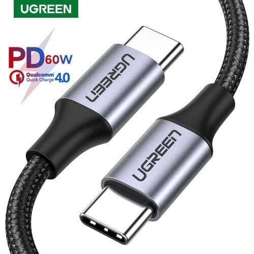 Ugreen USB C to USB Type C Cable for Samsung S20 Huawei Quick Charge 4.0 PD 60W Cable for MacBook Pro iPad 2020 USB Charger Wire