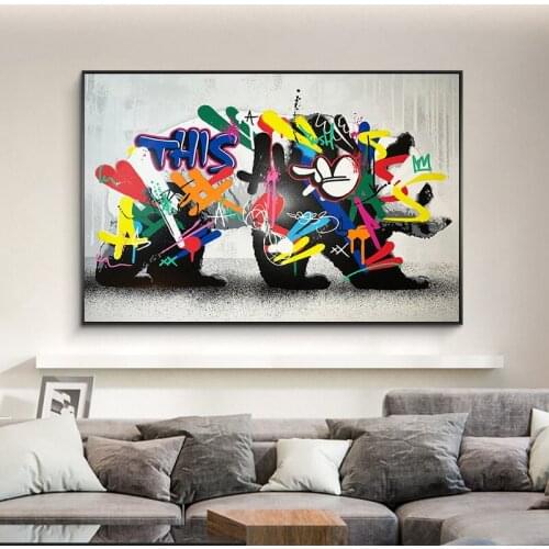 Lovely Panda Graffiti Art Canvas Prints Painting Abstract Animal Poster Street Wall Art Picture Modern Living Room Home Decor