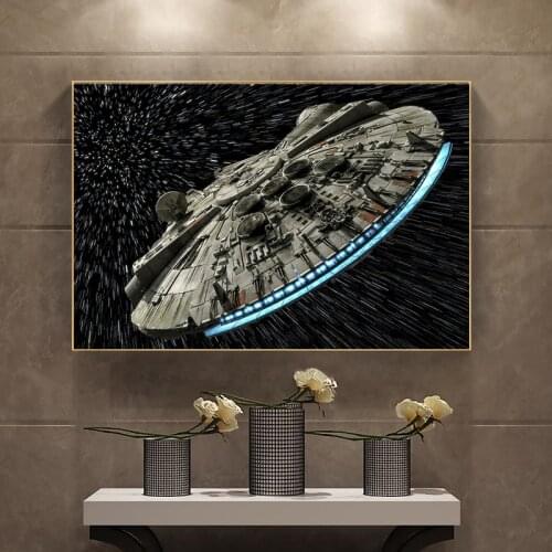 Classic Science Fiction Film Destroyer Falcon Spaceship Star Wars Canvas Wall Art Movie Poster Prints Painting for Home Decor