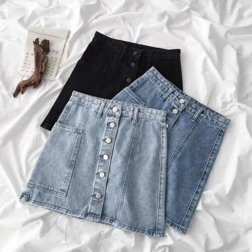 Denim Skirt Spring Summer Women Short A-line Buttom Skirts High Waist Slim Pocket Clothes For Female Causal Summer Women Skirt