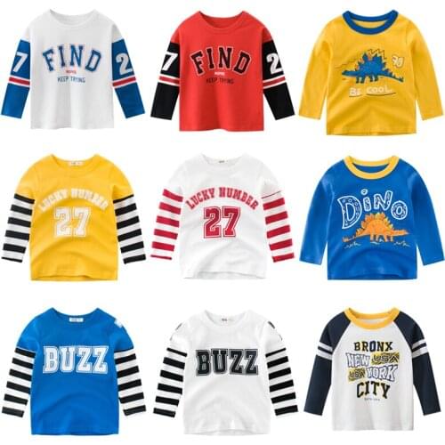 Summer 2020 new boys and girls long sleeve cotton T-shirt childrens clothing boys top baby clothing 2-13 years old