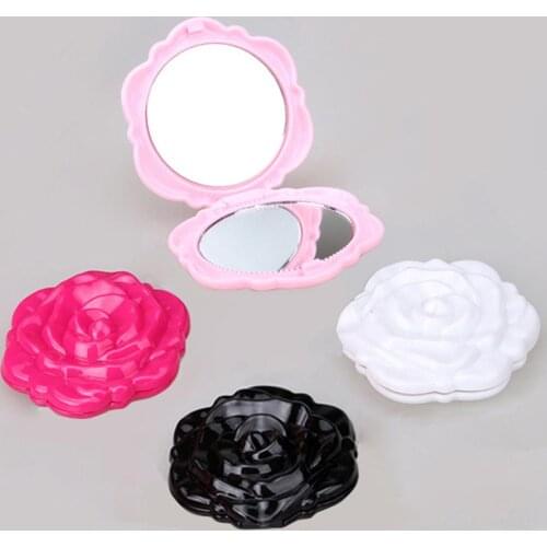 Hot Selling Multicolor Mini Rose Flower Double Sided Round Mirror Portable Travel Stereo Beauty Makeup Tool Nice Gift