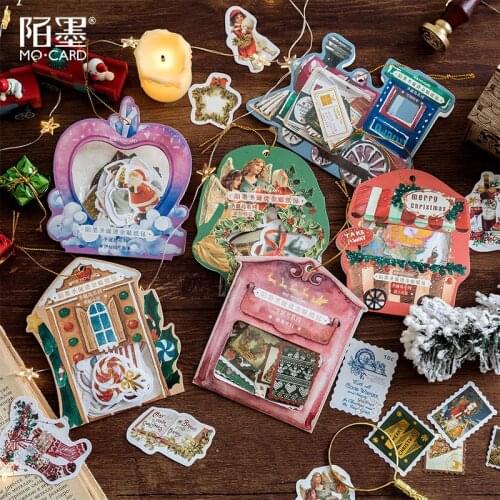 40pcs/lot Christmas Washi Sticker Set Xmas Decoration Adhesive Label For Scrapbooking Album Planner Diy Art Craft Journal Diary