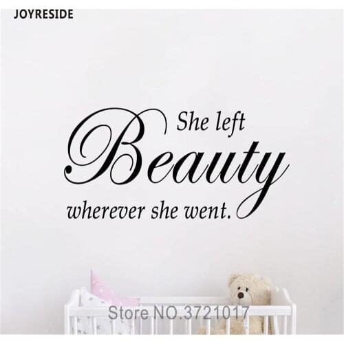 JOYRESIDE She Left Beauty Wherever She Went Wall Sticker Decals Vinyl Interior Decor Bedroom Living room Home Design Mural A1253