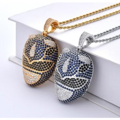 Micro Paved AAA Cubic Zirconia Bling Iced Out Cartoon Character Pendants Necklace for Men Hip Hop Rapper Jewelry Gold Color