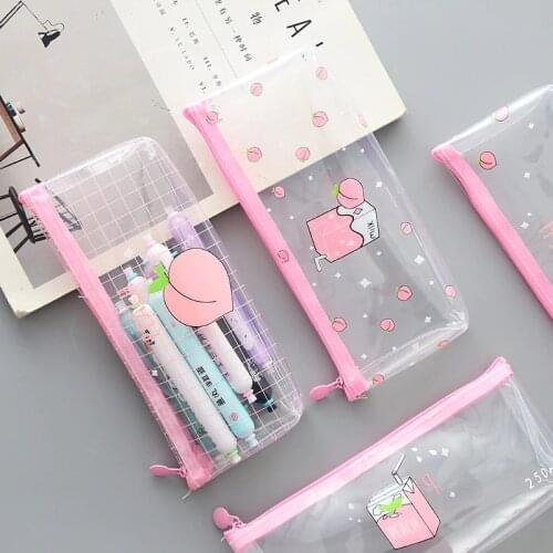Pencil case transparent kawaii school for girls trousse scolaire cartuchera para lapices school etui piorniki kalem kutusu cute