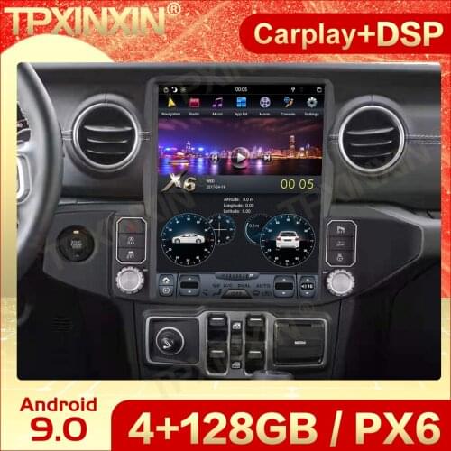 13.3 inch 128G Carplay Android 9 Tesla Screen Radio Receiver For Jeep Wrangler 2018 2019 2020 2021 CAR GPS Navi Video Head Unit