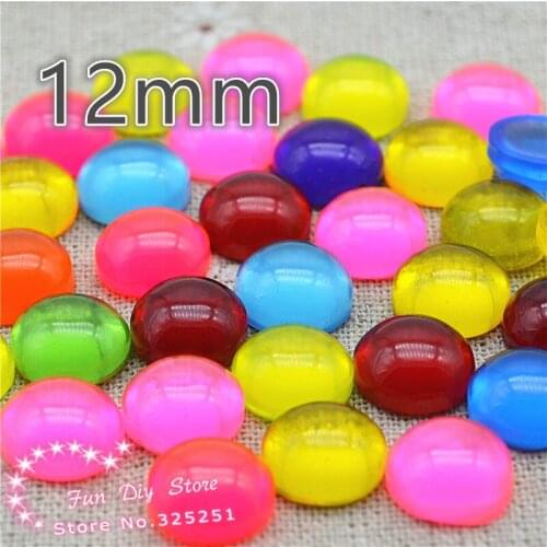 Resin round 12mm 100pcs mix color half flat back cabochon for holiday decoration free shipping