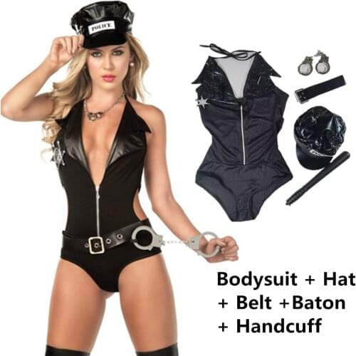 Halloween Sexy Exotic Cop Policewomen Lingerie Costume Adult Police Fancy Cosplay Bodysuit Night Club COS