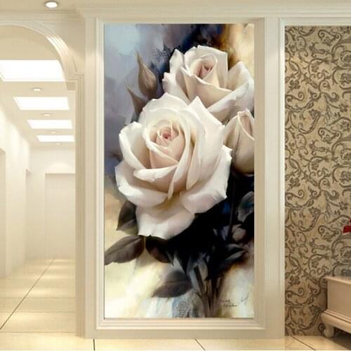 Modern Romantic Art 3D Rose Floral Wallpapers 3d Wall Paper Bedroom Livingroom Entarance Wallpaper Mural Wall Papers Home Decor