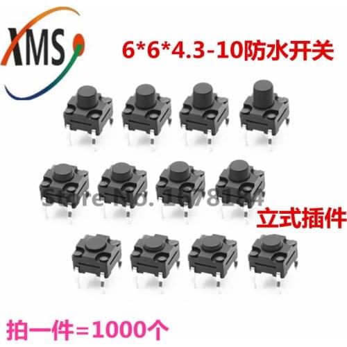 1000PCS 6*6 Tact Switch Tactile Push Button Switch Kit Height: 4.3 5~13MM DIP 4P Waterproof 6x6 Key Switch