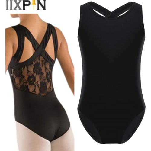 IIXPIN Girls gymnastics leotards Professional Ballet Tutu Tank Leotard Ballet Dance Dress Jumpsuit Lace Back toddler leotard Kid