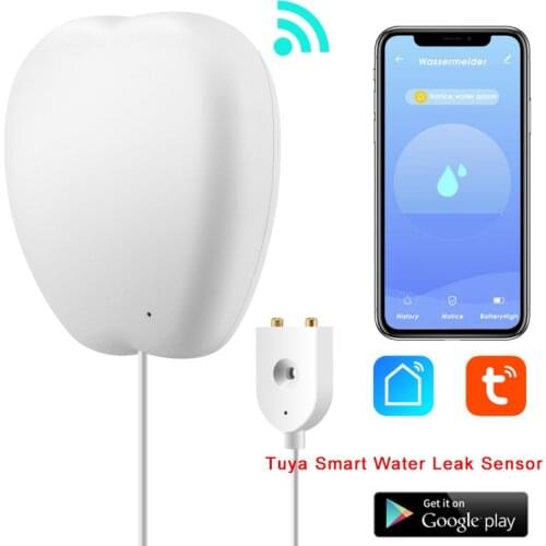 Tuya WiFi Smart Water Leak Sensor Water Dector Home Security Overflow Security Alarm System Notification Control Smart Life APP