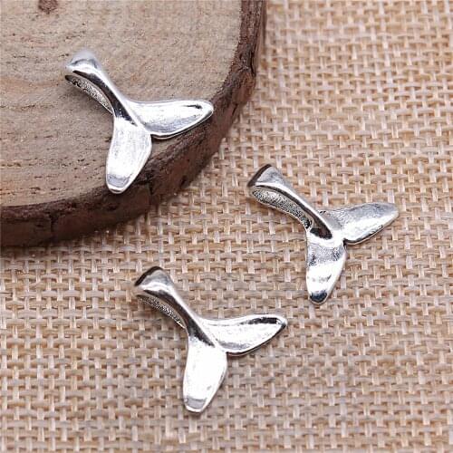 WYSIWYG 20pcs 16x16mm Whale Tail Fish Charm Mermaid Tail Pendant For Necklace Jewelry