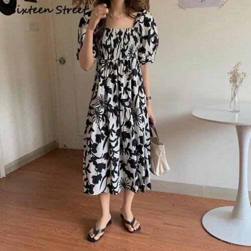 Dresses Women Summer Retro Square Collar Puff Sleeve Vestido De Mujer Y2k Aesthetic Vintage Harajuku Y2k Aesthetic New 2021 Lady