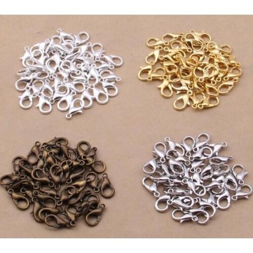 50pcs/lot 12x6mm Gold KC Gold Rhodium Lobster Clasp Connector Fit DIY Handmade Bracelet Necklace Jewelry Making Findings Craft