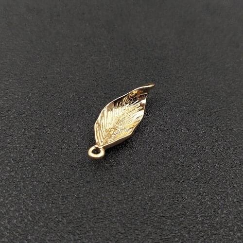 10 PCS 12*32mm Metal Alloy KC Gold Leaves Pendant Charm DIY Findings For Jewelry Making