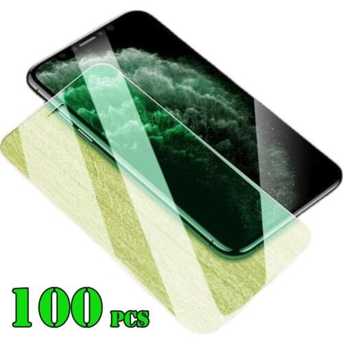 100pcs Green Light Protect Eyes 2.5D Tempered Glass Screen Protector Film For iPhone 12 Mini 11 Pro Max XS XR X 8 7 6 Plus SE