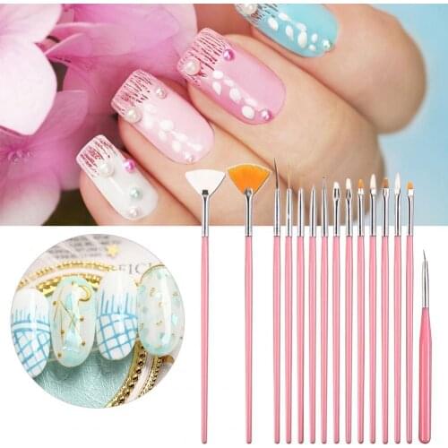 15Pcs Nail Pen Exquisite Easy to Use Plastic Nail Art Drawing Liner for Salon