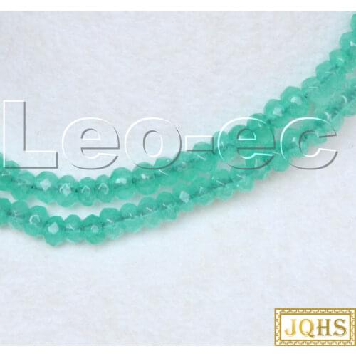 18" 2X4mm Faceted Rondelle Emerald light green Gems Beads necklace 925s clasp v1765