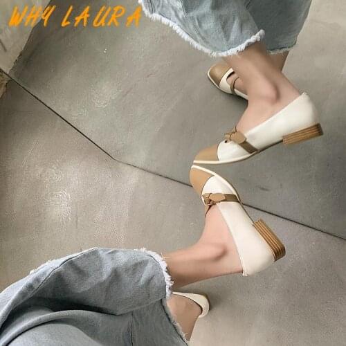 2021 hot mature round toe low-heeled shoes casual women office shopping shoes spring and summer low-heeled shoes comfortable all