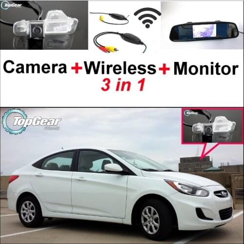 3 in1 Special Camera + Wireless Receiver + Mirror Monitor DIY Back Up Parking System For Hyundai Accent RB Sedan