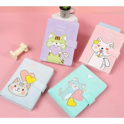 Cartoon Lucky Cat Notebook Office Stationery Students Diary Book Portable Journal Planner DIY Diary Notepad Plushed Cover