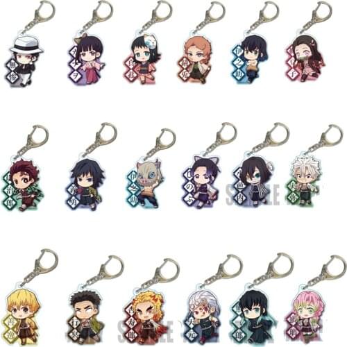 Anime Figure Demon Slayer Kamado Tanjirou Kamado Nezuko Zenitsu Keychain Acrylic Cartoon Key Chain Keyring Pendant Model Toy