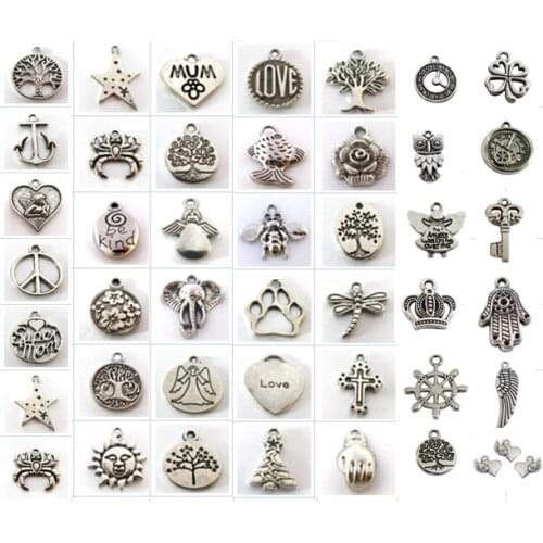 10pcs mixed Vintage charms Dangle double side Pendants Antique Metal Charm European Beads For chain Bracelet DIY Jewelry