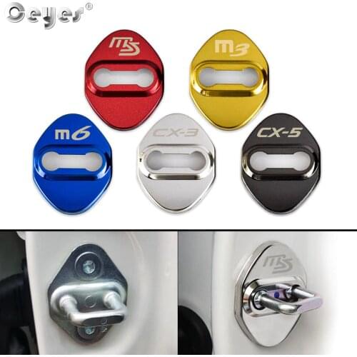 Ceyes Car Styling Auto Door Lock Cover Sticker Accessories Case For Mazda Speed Ms CX5 CX-3 CX 3 CX3 CX-5 CX 5 M6 M3 Emblem 4pcs
