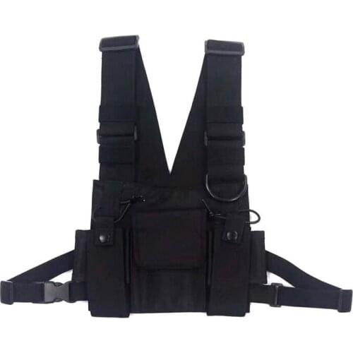 Black Tactical Bag Men Nylon Chest Rig Bag Hip Hop Streetwear Functional Boy Chest Rig Kanye West Wist Pack Tactical Waist Pack