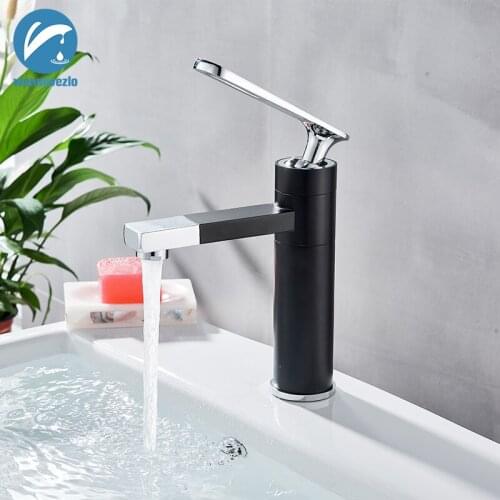 Black White Chrome Basin Sink Faucet 360 Rotation Bathroom Faucet Single Handle Hot Cold Water Mixer Tap Crane Washroom Faucet