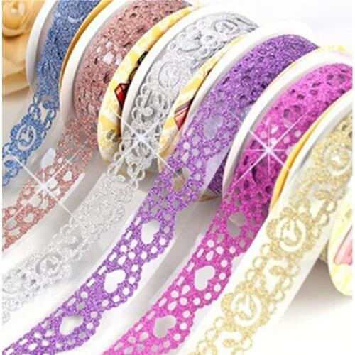 DIY Grind Colorful Lace Flower Tape Scrapbooking Decoration Roll Tape Candy Color Decorative Sticker Self Adhesive Sticky Paper