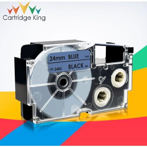 Cartridge Label XR-24BU Compatible Label Tape for Casio KL-G2 CWL300 KL430 KL820 KL7000 KL7200 Label Maker Black on Blue 24mm*8m
