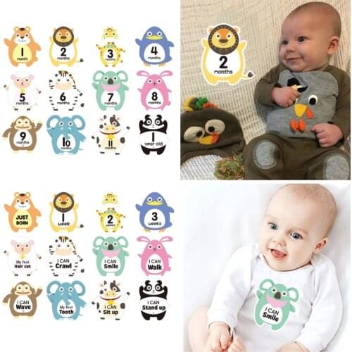 12 Pcs Baby Monthly Stickers Milestone Cards Record 0-12 Months Growth Keepsakes 69HE
