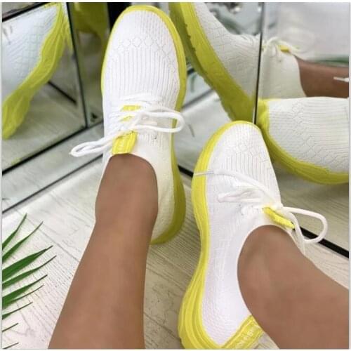 21Women Vulcanized Woman Lace Up Sneakers Ladies Flats Big Size Running Shoes Female Mesh Breathable Sports Shoes Womens Footwe