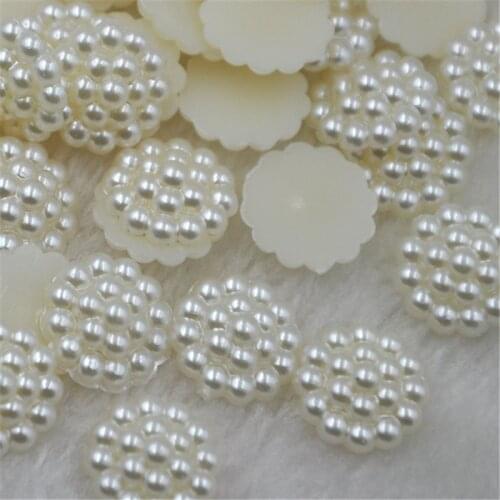 Hot 100pcs Beige Plastic Imitation Pearl Flatback No Hole Acessories 13mm