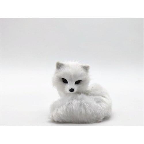 Cute real life fox model plastic&furs small white fox doll gift about 8.5cm xf2719